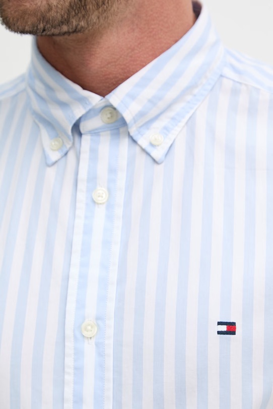 Tommy Hilfiger pánska bavlnená košeľa MW0MW42440 modrá