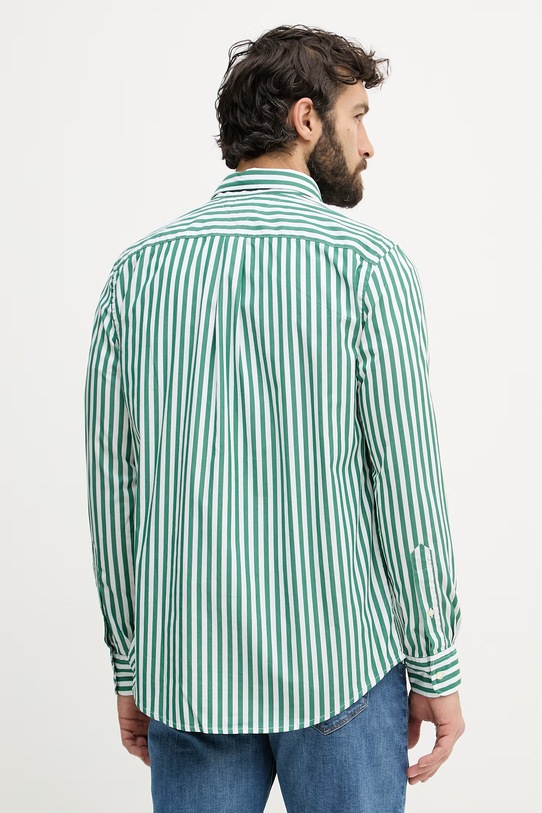 Ρούχα Tommy Hilfiger Πουκάμισο ανδρικό βαμβακερό MW0MW42440 πράσινο