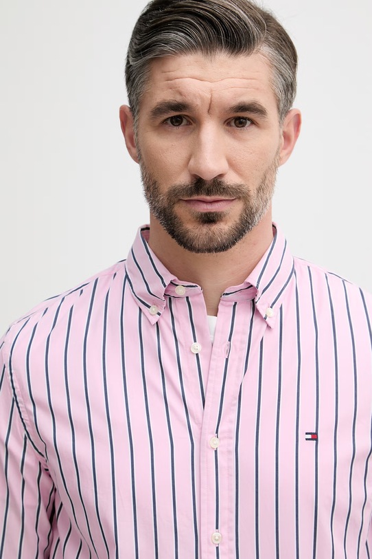 Tommy Hilfiger koszula męska bawełniana różowy MW0MW42441