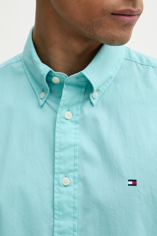 Tommy Hilfiger koszula męska bawełniana MW0MW42630 turkusowy