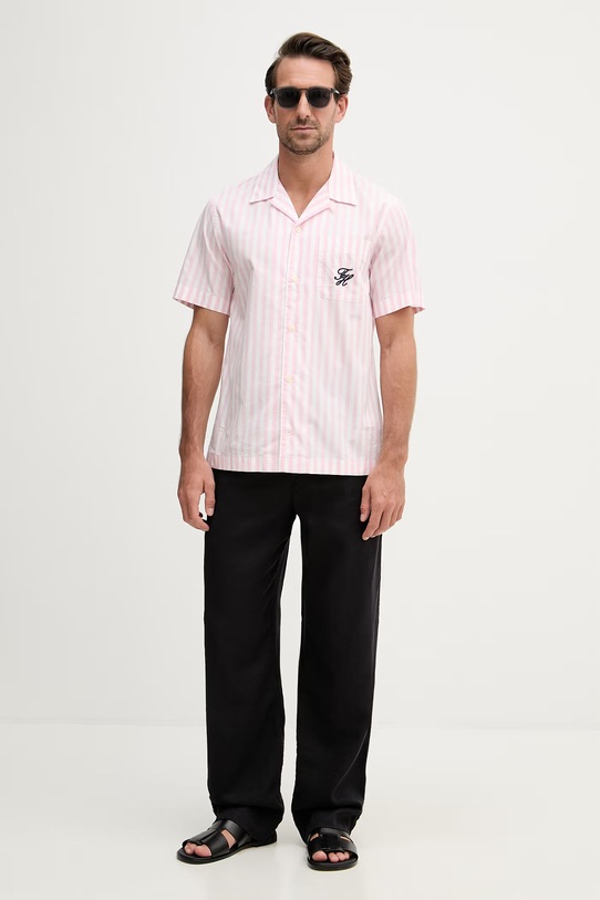 Tommy Hilfiger košile pánská bavlněná SUMMER MW0MW42986 růžová SS26