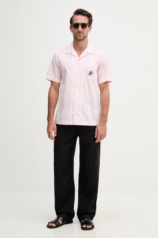 Tommy Hilfiger košile pánská bavlněná SUMMER MW0MW42986 růžová SS26