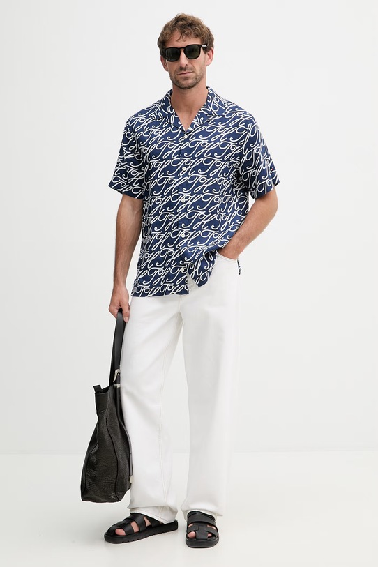 Tommy Hilfiger košile pánská se lnem SUMMER MW0MW42987 námořnická modř SS26