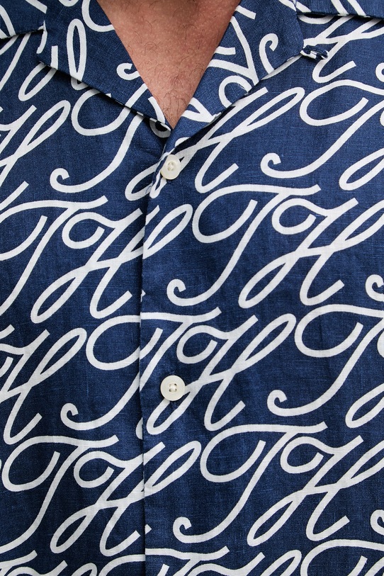 Tommy Hilfiger košile pánská se lnem SUMMER MW0MW42987 námořnická modř