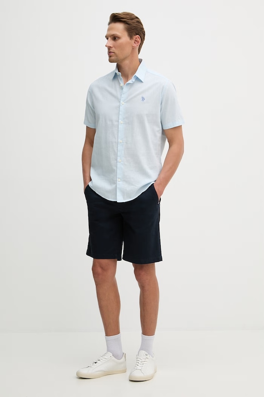 Детска риза с лен U.S. Polo Assn. LINEN BLEND SS MUP3254 син SS26