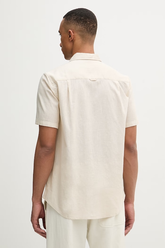 Odzież U.S. Polo Assn. koszula safari męska z lnem LINEN BLEND SS MUP3254.J54 beżowy