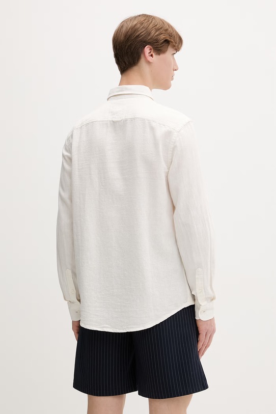 Дрехи Tommy Jeans риза мъжка с лен DM0DM22761 бежов