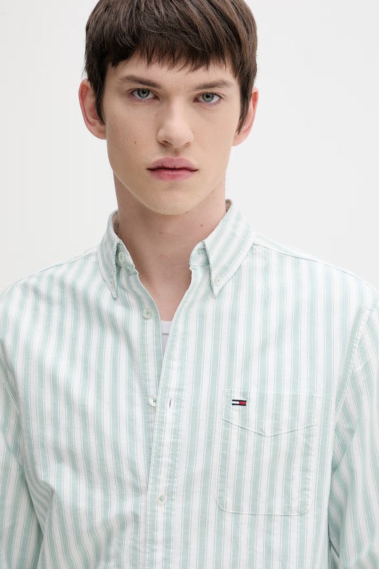 Tommy Jeans koszula męska bawełniana zielony DM0DM22790