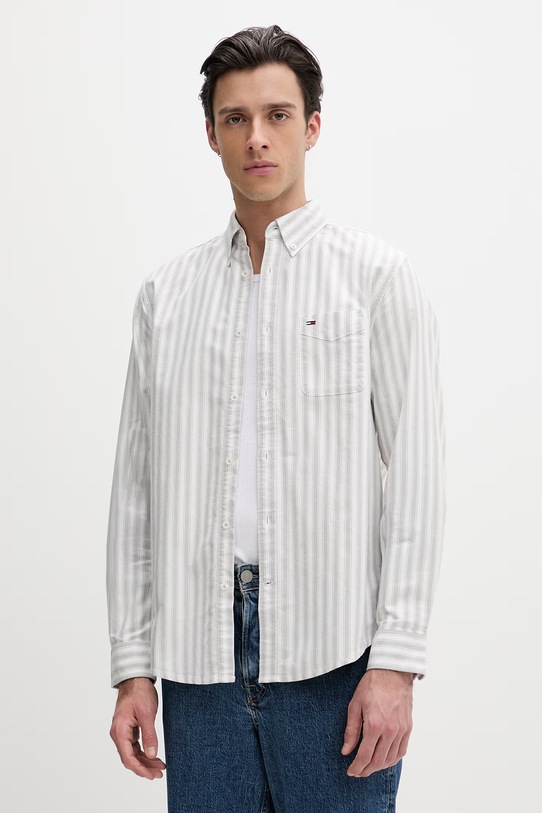 Tommy Jeans koszula męska bawełniana szary DM0DM22790
