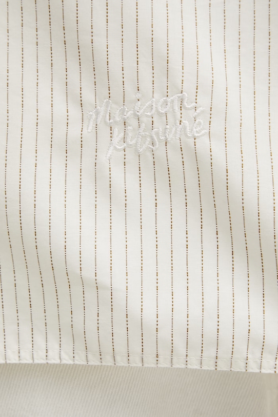 Maison Kitsuné koszula bawełniana męska beżowy QM00430WC5096