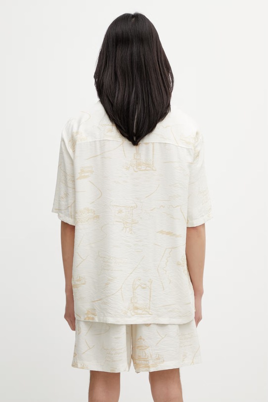 Clothing Maison Kitsuné Parisian Map Resort shirt with viscose Men's QM00404WW9103 beige