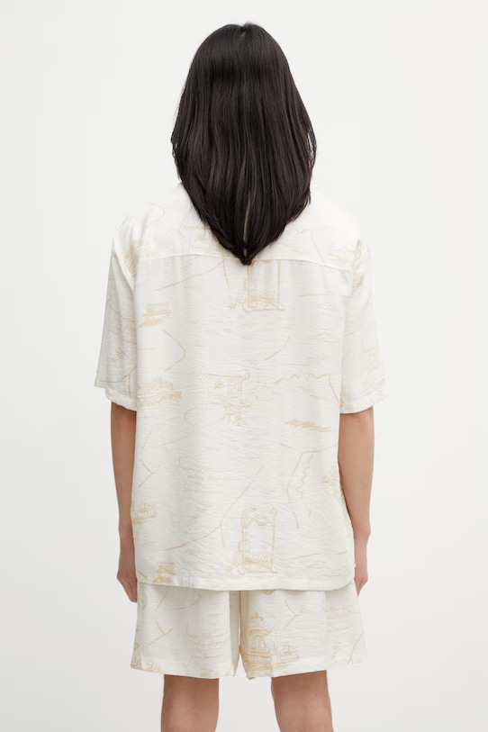 Clothing Maison Kitsuné Parisian Map Resort shirt with viscose Men's QM00404WW9103 beige