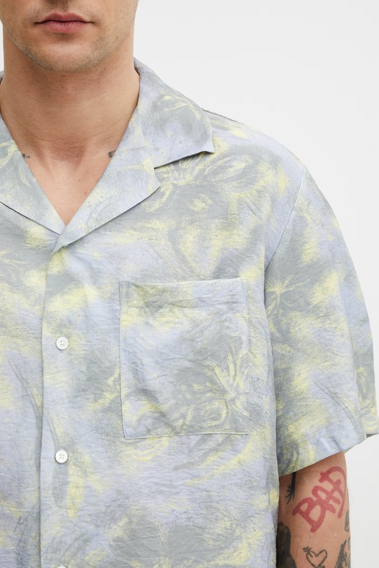 Maison Kitsuné Resort koszula męska z wiskozą niebieski QM00404WW9109