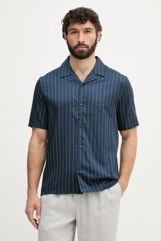 Calvin Klein πουκάμισο ανδρικό με μοντάλ σκούρο μπλε LV00NM2991