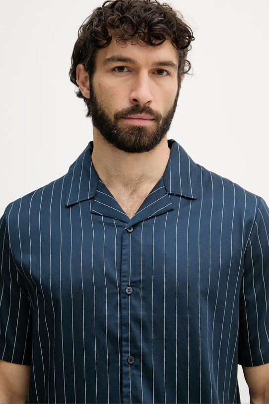 Calvin Klein πουκάμισο ανδρικό με μοντάλ σκούρο μπλε LV00NM2991