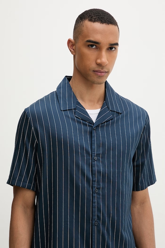 Calvin Klein πουκάμισο ανδρικό με μοντάλ σκούρο μπλε LV00NM2991