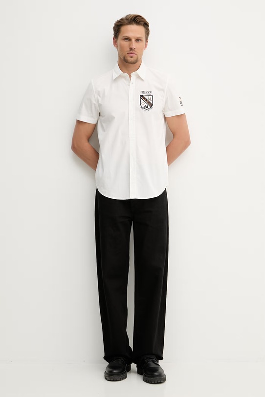 Aeronautica Militare Košeľa pánska bavlnená s elastanom CA1326UCT03288 béžová SS26