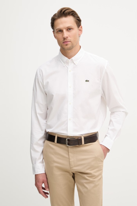 Lacoste koszula męska bawełniana biały CH2316