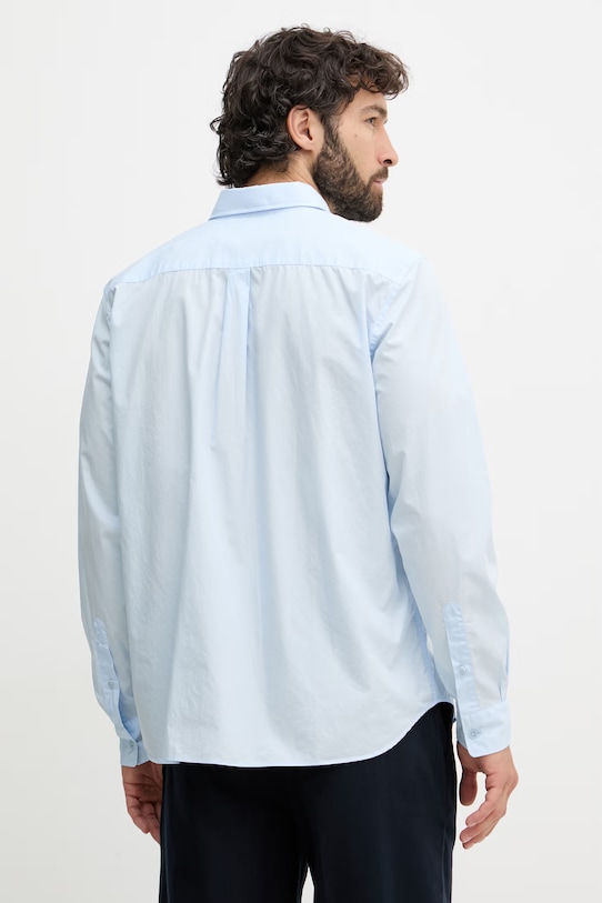 Ρούχα Lacoste πουκάμισο ανδρικό βαμβακερό CH2316 μπλε