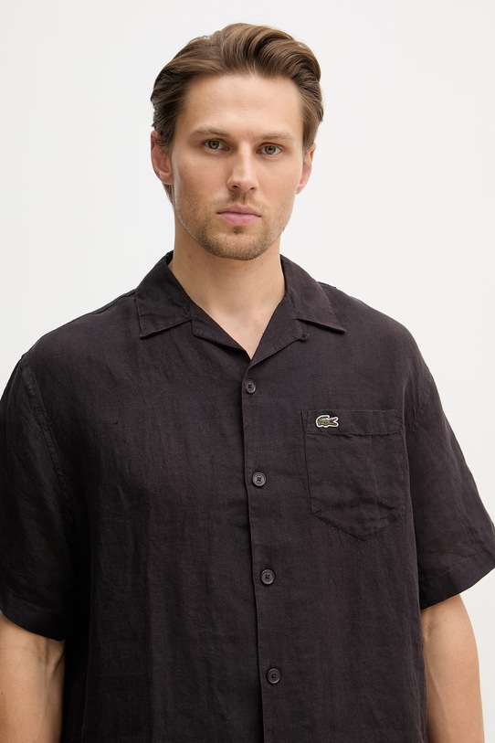 Lacoste koszula męska lniana brązowy CH2339