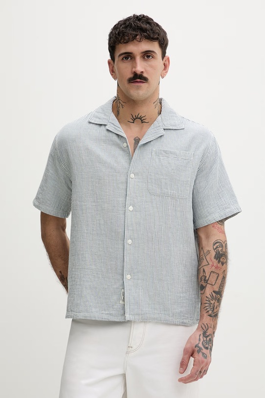 Guess Jeans koszula męska z dodatkiem lnu niebieski M6GHB6.WO551