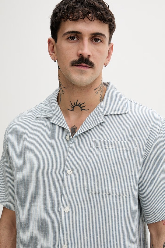 Guess Jeans koszula męska z dodatkiem lnu niebieski M6GHB6.WO551