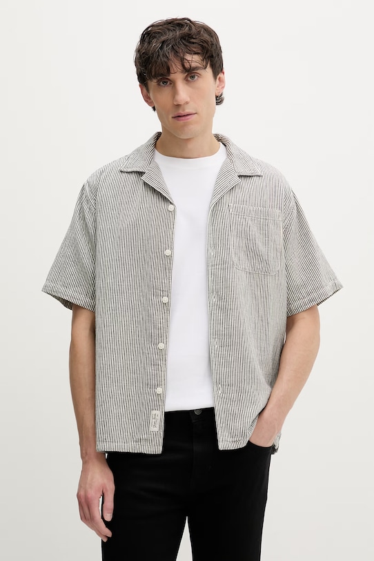 Guess Jeans koszula męska z dodatkiem lnu szary M6GHB6.WO551