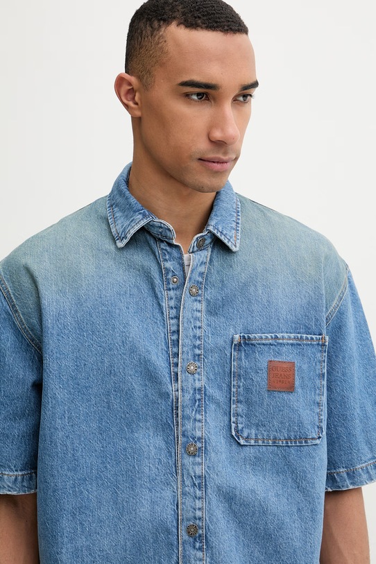 Guess Jeans košeľa pánska rifľová modrá M6GH52.D5M5T