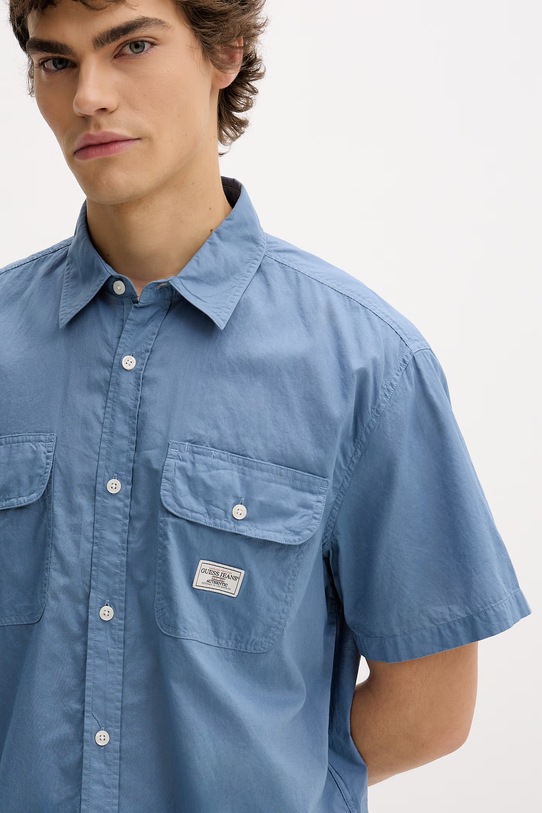 Guess Jeans Πουκάμισο ανδρικό βαμβακερό μπλε M6GH61.WN861