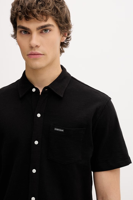 Guess Jeans Košeľa pánska bavlnená čierna M6GP02.KE731