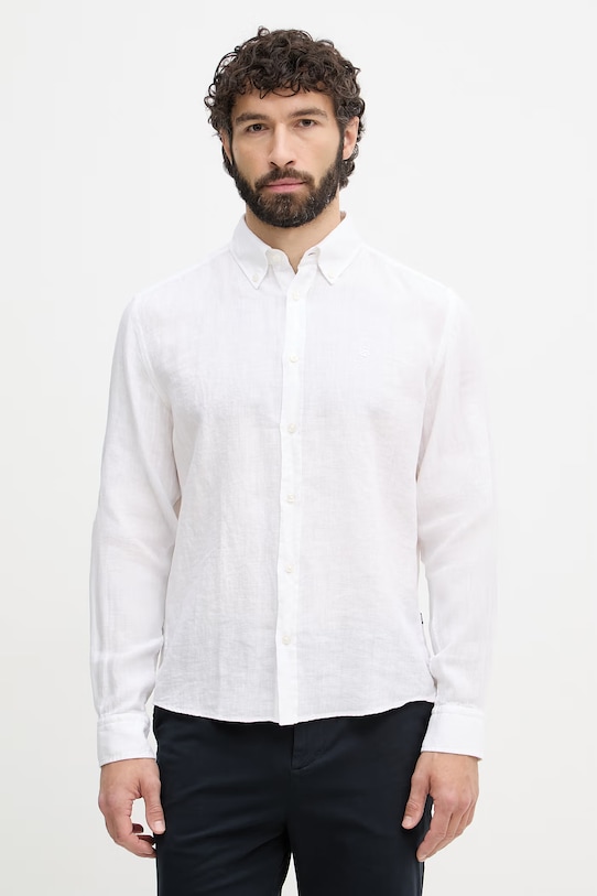 BOSS πουκάμισο Ανδρικό λινό LIAM λευκό 50556077