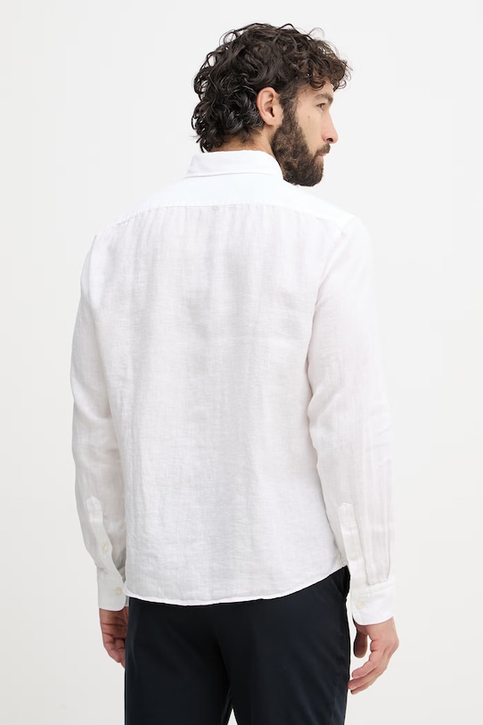 Ρούχα BOSS πουκάμισο Ανδρικό λινό LIAM 50556077 λευκό
