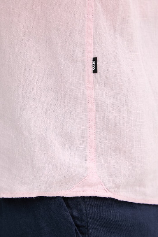 BOSS сорочка чоловіча лляна LIAM 50556077 рожевий