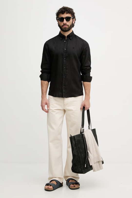 BOSS сорочка чоловіча лляна LIAM 50556077 чорний SS26