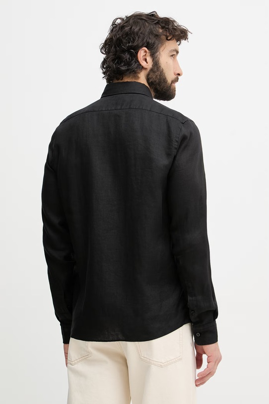 Одяг BOSS сорочка чоловіча лляна LIAM 50556077 чорний