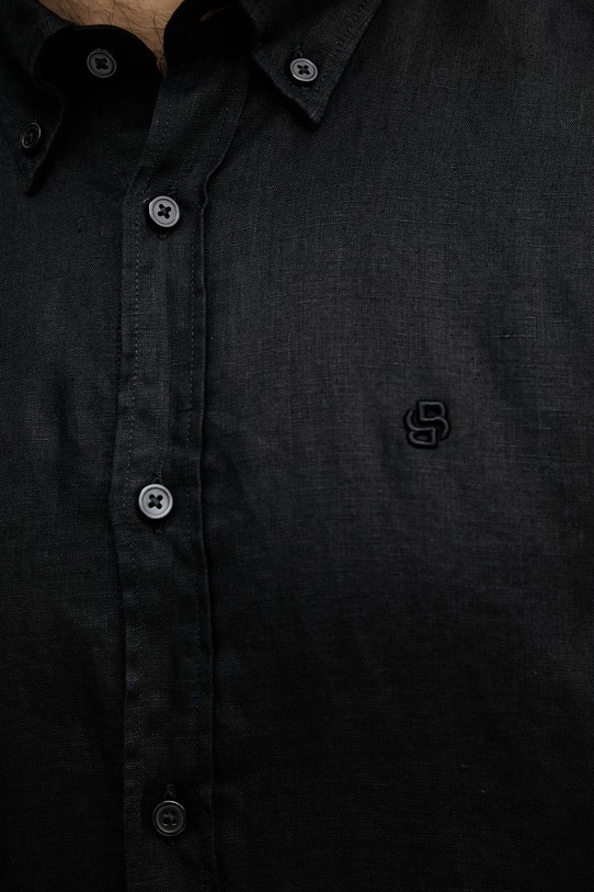BOSS сорочка чоловіча лляна LIAM 50556077 чорний