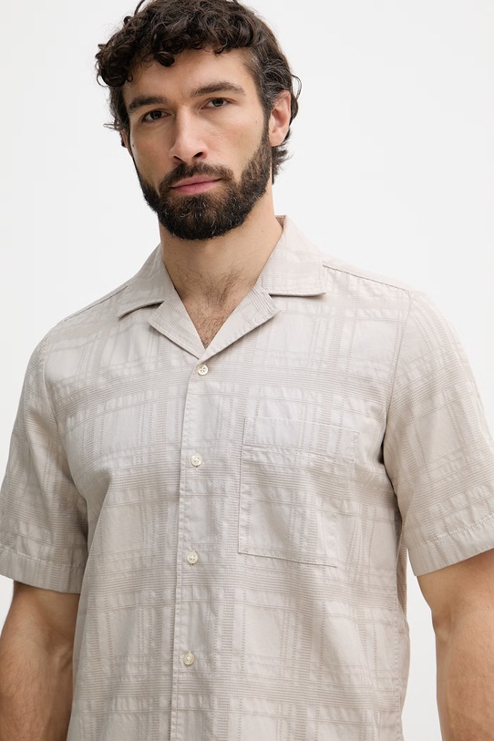 BOSS Orange koszula męska bawełniana beżowy 50559322