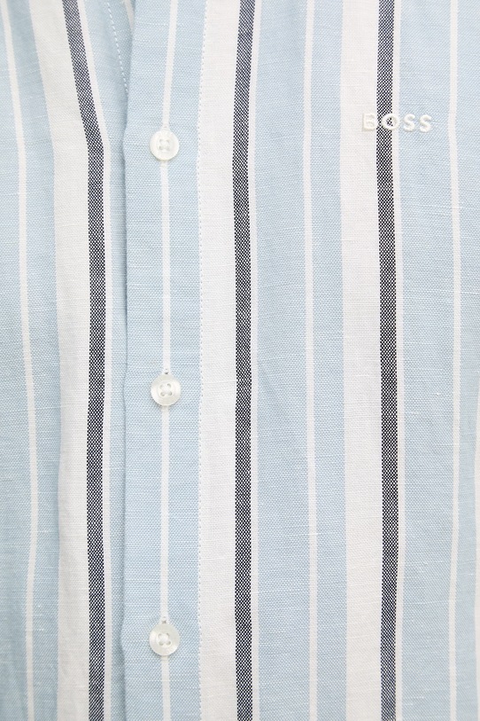 BOSS Orange koszula męska z lnem 50559324 niebieski