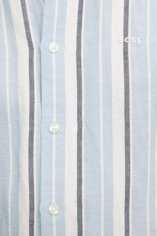 BOSS Orange koszula męska z lnem 50559324 niebieski