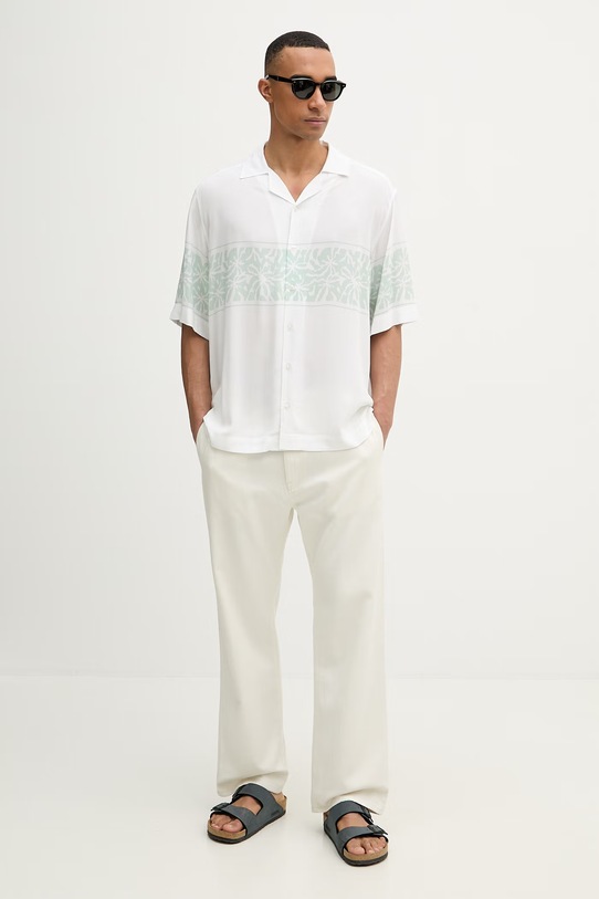 BOSS Orange koszula męska z wiskozy 50559633 beżowy SS26