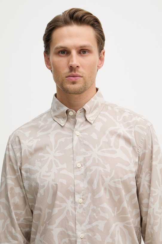 BOSS Orange koszula męska bawełniana beżowy 50561608