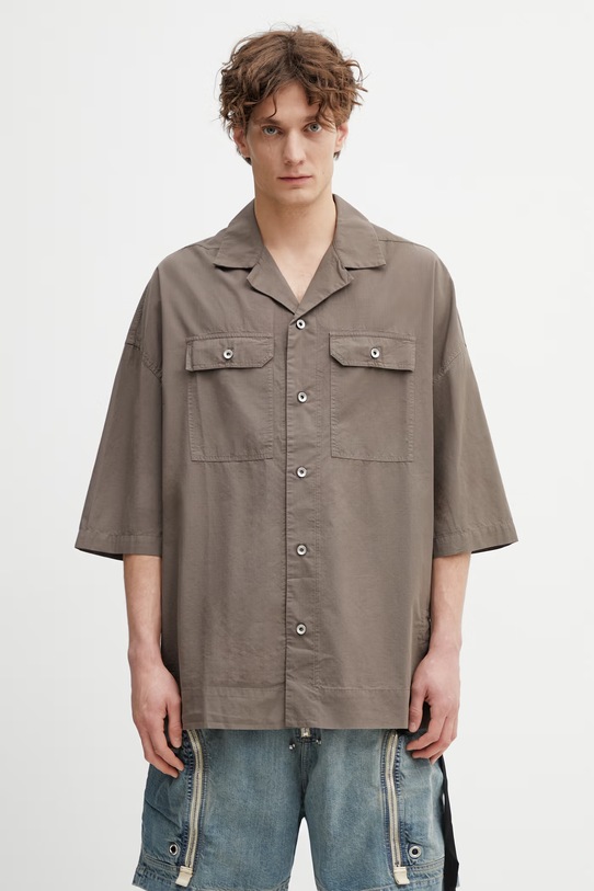 Rick Owens DRKSHDW Magnum Tommy koszula safari bawełniana męska brązowy DU01F4290.CR