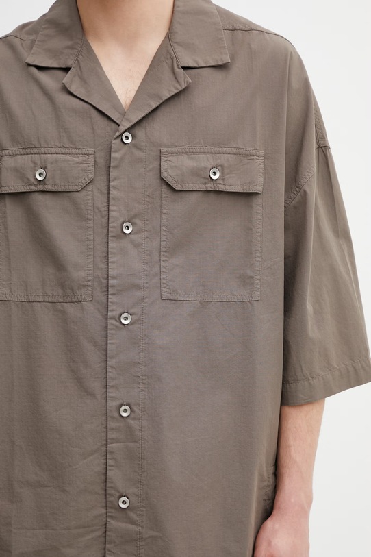 Rick Owens DRKSHDW Magnum Tommy koszula safari bawełniana męska brązowy DU01F4290.CR