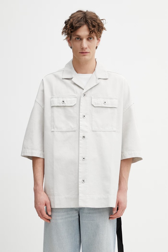 Rick Owens DRKSHDW Magnum Tommy koszula bawełniana męska beżowy DU01F4290.CVS