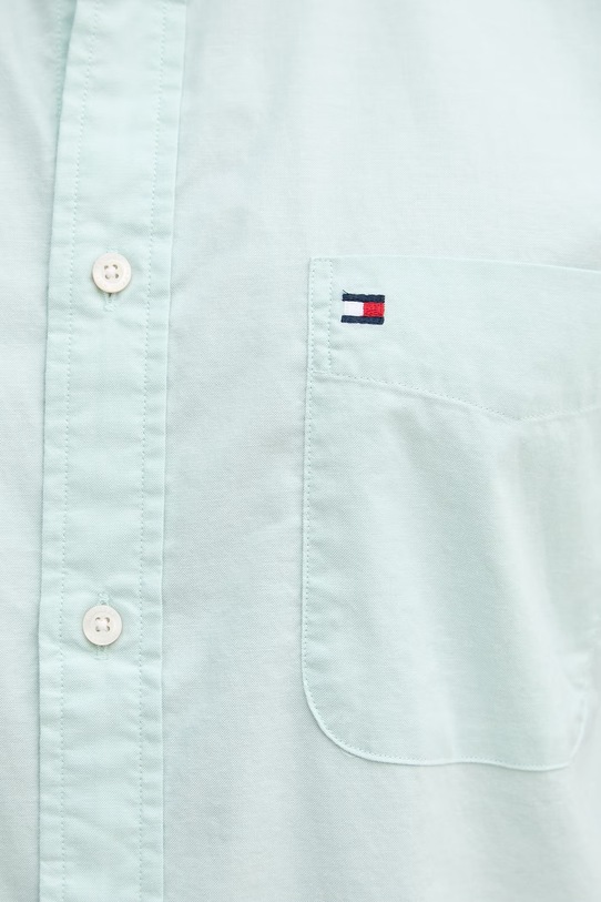 Tommy Hilfiger košile pánská bavlněná s elastanem MW0MW42285 tyrkysová
