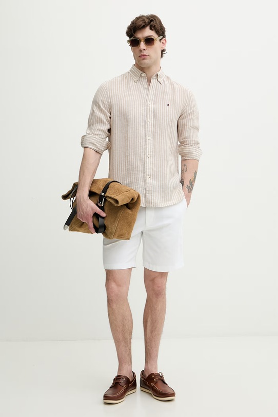 Tommy Hilfiger cămașă pentru bărbați, din in MW0MW42400 bej SS26