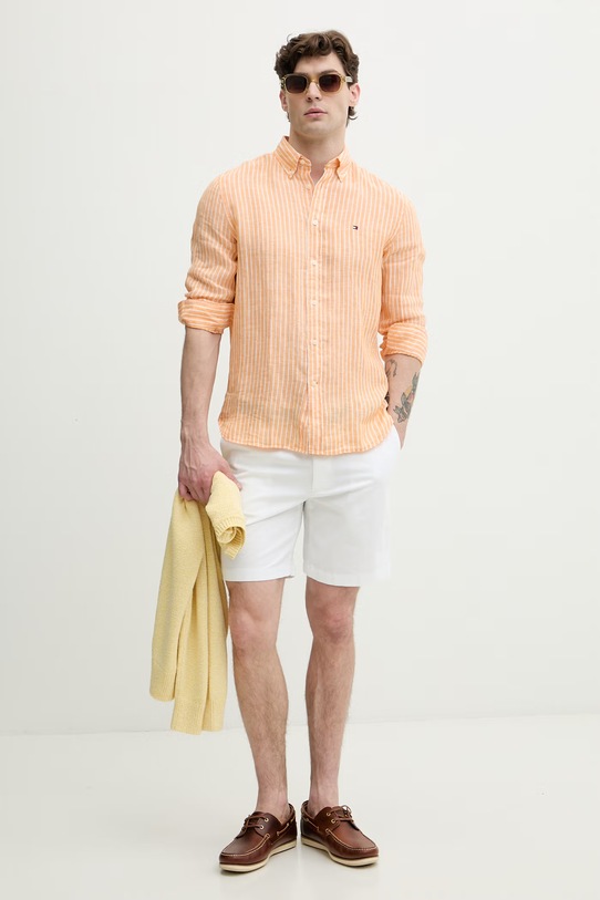 Tommy Hilfiger cămașă pentru bărbați, din in MW0MW42400 portocaliu SS26