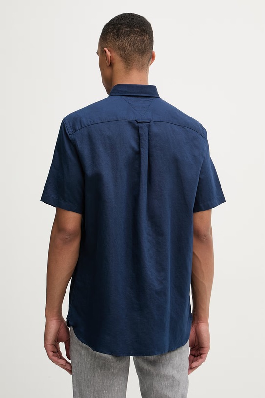 Oblečení Tommy Hilfiger košile pánská se lnem MW0MW42450 námořnická modř