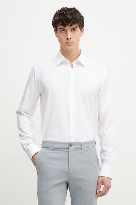 BOSS Πουκάμισο Ανδρικό βαμβακερό με ελαστάν JOE λευκό 50560583