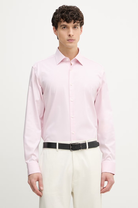 BOSS πουκάμισο ανδρικό βαμβακερό με ελαστάνη JOE ροζ 50560583